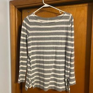 LOFT gray and white women’s striped boatneck top